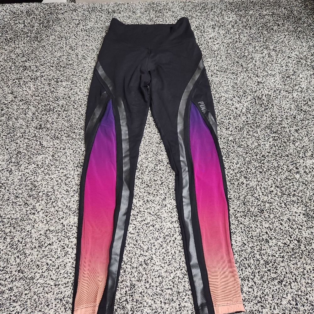 Victoria Secret‎ PINK Ultimate Black  Ombre Mesh Colorful Hi Waist Legging Small